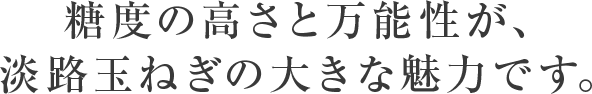 糖度の高さと万能性が、淡路玉ねぎの大きな魅力です。